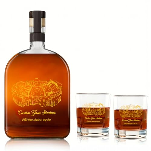 Personalized American Football Stadium Whiskey Bottle – Gift for Sports Fans and Whiskey Lovers Custom Liquor Decanter Gifts for Men