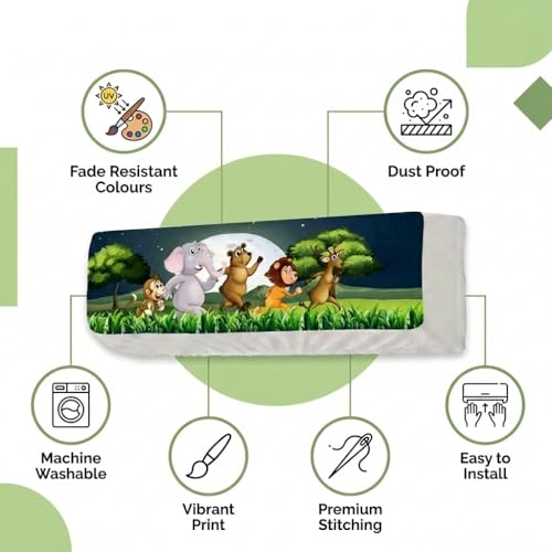 Image of Split AC Cover 1 ton, 1.5 ton to 2 Ton |Designer Digital Print Indoor AC Dust Cover | Stretchable Lycra Fabric | 38x12x9 Inch | Washable Polyester AC Indoor Unit Cover | Dust Dirt Resistant