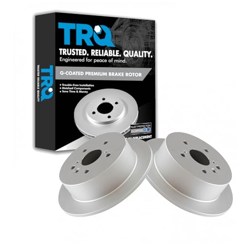 TRQ Rear Brake Rotors Set Solid Premium G-Coated Compatible with 2004-2006 Lexus RX330 2007-2009 RX350 2006-2008 RX400h 2004-2007 Toyota Highlander