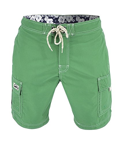 US Apparel Men's Solid Color Cargo Style Microfiber Board Shorts Green 2XL