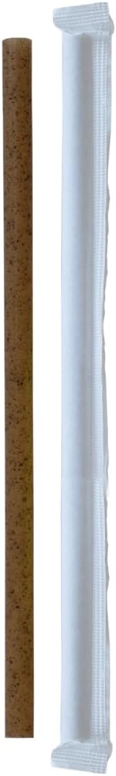 PacknWood 210CHCO19GW 0.3 x 7.75 in. Compostable Wrapped Coffee Ground Giant Straw - 2000 Piece