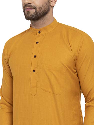 Image of Jompers Men's Cotton Kurta Payjama Set. (Yellow,L)