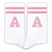 ATOERNCSO Pink And White-Striped Letter Socks, Sports Socks For Women, Pink Team socks, Friends And Family, Birthday Gift.(A)