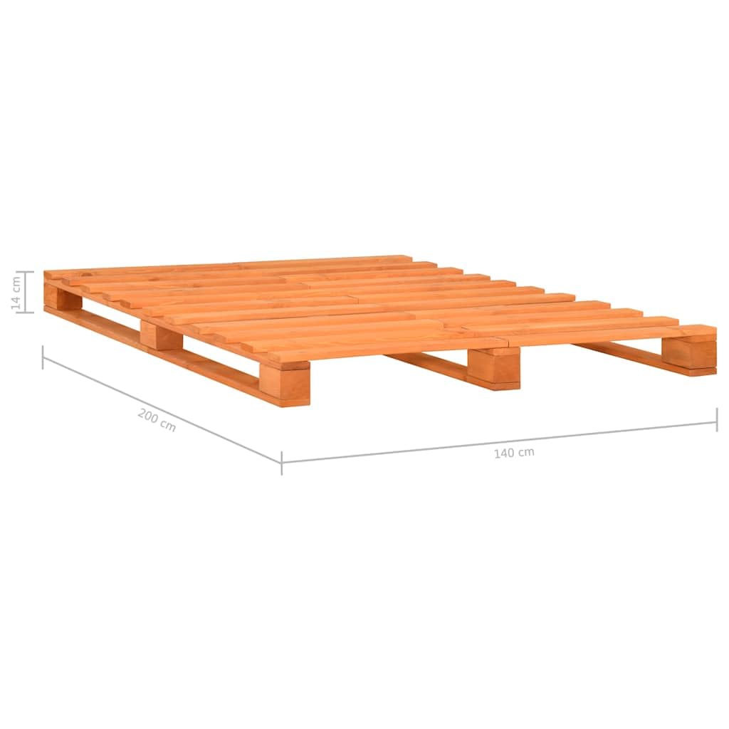 Massivholz Kiefernholz Palettenbett klassisch Braun 140x200 cm