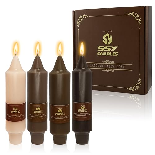 5 inch Cute Taper Candles Stick Unscented Tapered Candles 4 Pack Gradient Coffee Candlesticks for Wedding Party Home Décor