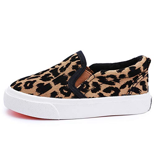 Stylein Boy's Girl's Canvas Sneakers Casual Leopard Print Slip-on Loafer Shoes Flats(Toddler/Little Kid)