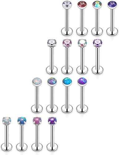 Jenxnjsjo Lip Rings Cartilage Earring 16g 6/8/10mm Medusa Monroe Ashley Labret Surgical Steel Flat Back Tragus Helix Conch Piercing Jewelry Earrings for Women Men