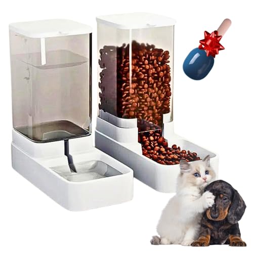 Dispensador Comida Gatos + dispensador Agua Gatos 3,8 L u y Pala para Comida - Comedero Gatos - Bebedero antigoteo - Alimentador automatico Gatos, Perros y Mascotas