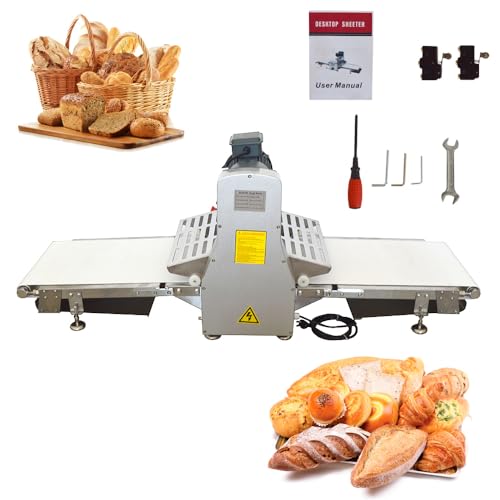 WYDDDARY 400W Commercial Dough Sheeter Dough Pressing Machine Size of Conveyor Belt 400mm Bread Shortening Machine, Pastry Baking Machine Dough Flattener 110V