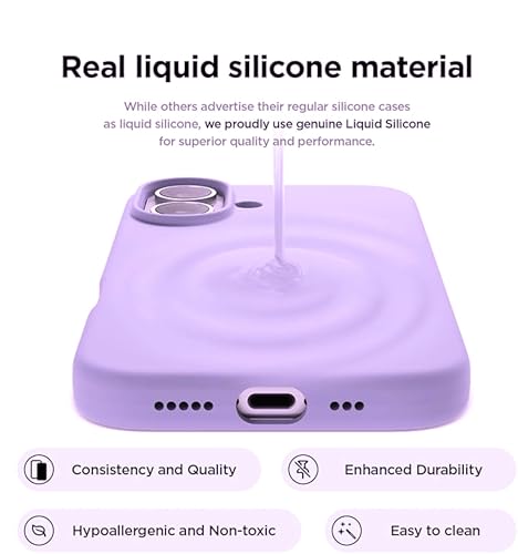 Image of SBMS Liquid Silicone Case for Apple iPhone 16 6.1-Inch, Silky-Soft Touch Full-Body Protective Phone Case, Shockproof Back Cover Case Pouch for iPhone 16 (Lite Purple)