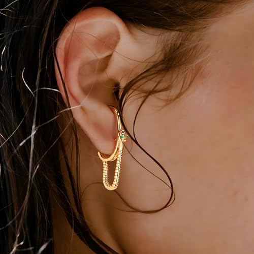 FETTERO Gold Stud Earrings for Women, 14K Gold Plated Hypoallergenic Earrings, Dainty Animal Snake Earring | Cartilage Piercing Jewelry | Gold Earrings for Women