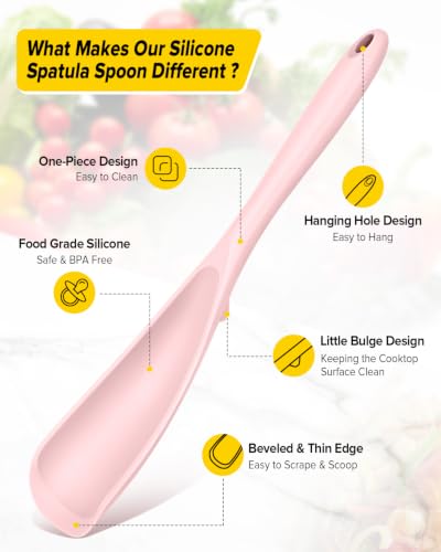 Image of BUNDLEPRO Silicone Cooking Spoons for Nonstick Cookware, One-Piece, 2 Pack