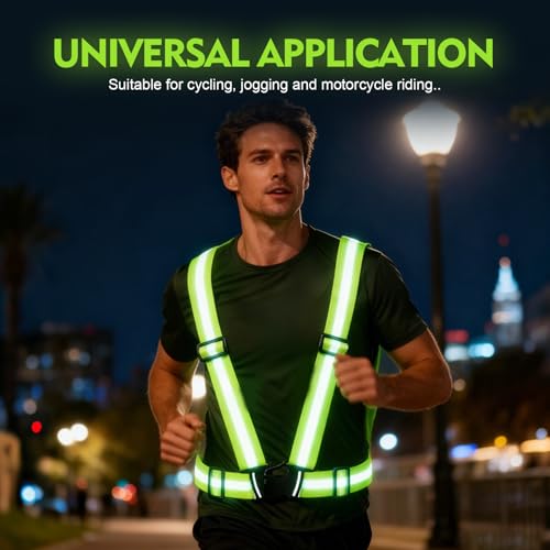 Haoutdory Reflektorweste Verstellbar,Reflektierende Sicherheitsweste für Erwachsene & Jugendliche,Hohe Sichtbarkeit Warnweste für Joggen,Fahrrad,Motorrad & Outdoor Aktivitäten