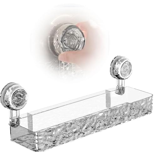 YipuVR 波型吸盤式収納ホルダー 浴室ラック 吸盤付きラック バスルームラック 浴室用シャワーラック 超強力吸着技術 穴あけ不要 壁面損傷なし 簡単設置 大容量収納 シャンプー・コンディショナー用 浴室小物置き (とうめい)