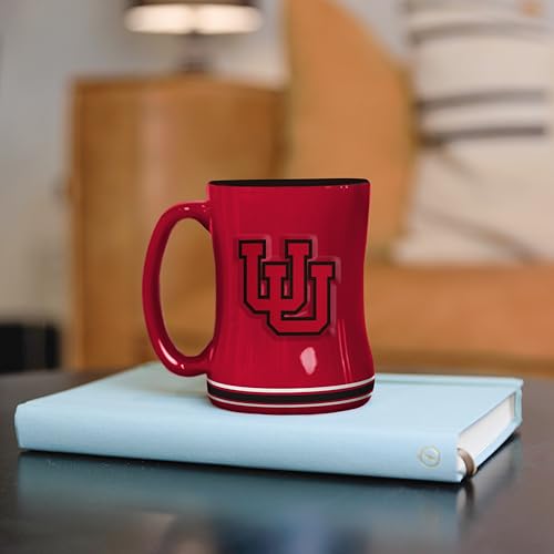 Image of Logo Brands NCAA Utah Utes 14 oz Relief Coffee Mug - Officially Licensed Mug, Sculpted 3D Logo and Team Colors - Comfortable Handle and Glossy Finish for College Sports Fans