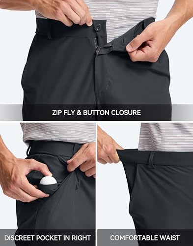 Image of Pudolla Men's Golf Pants 30 inch /32 inch /34 inch Comfy Stretch Dress Work Pants Lightweight Quick Dry Casual Slacks Trousers with Pockets