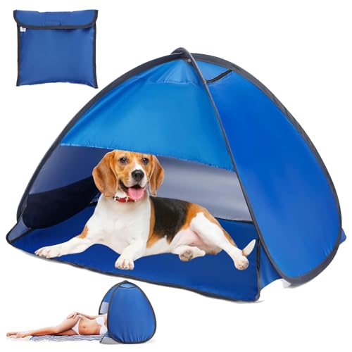 Pop Up Beach Tent, Headrest Tent Mini Portable Dog Sun Shelter Laptop Phone Pet Sun Shade with Phone Holder and Storage Bag