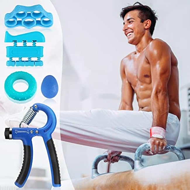 Hand Grip Exerciser Strengthener (5 Piece Set) for Kid Adult, Adjustable Grip Strength Trainer, Hand Squeezer Grip Stress 3D Balls, Finger Strength Trainer for Workout, Stress Relief