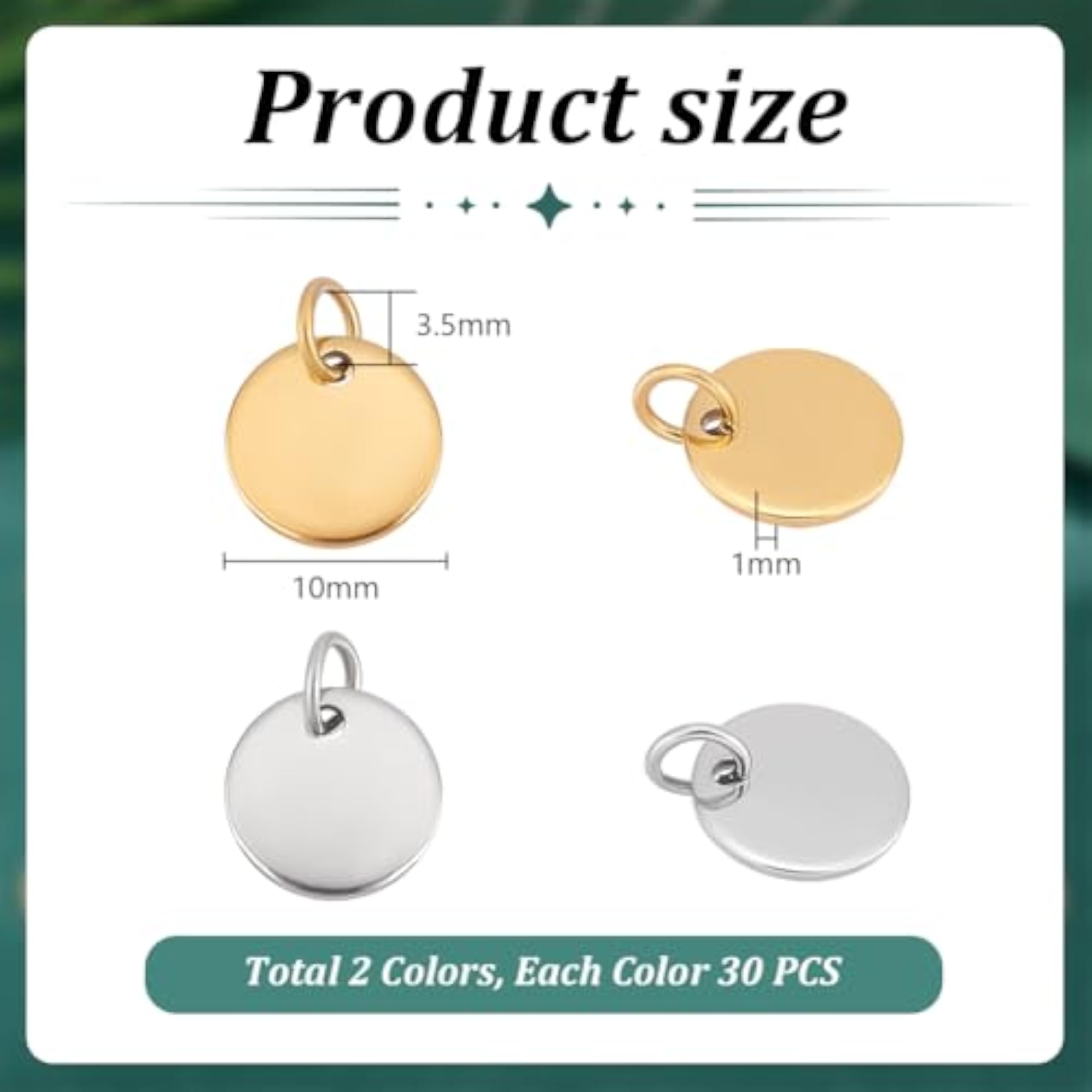 60Pcs Blank Stamping Pendants 304 Stainless Steel Charms
