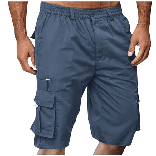 Duohropke Summer Shorts Men's 2024 Regular Shorts Leisure Sports Board Shorts Basic Cotton Casual Trousers Comfortable Bodybuilding Sweatpants Fit Casual Hiking Trousers Prints Cargo Shorts, navy, XXL