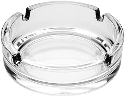 Glass Ash Tray for Cigarettes, Cigars and Smoking Perfect for Pubs, Gardens and Beer Gardens (1 Clear Ashtray)