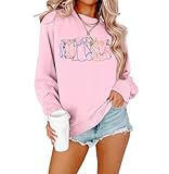 BANGELY Magical Sweatshirt Women Cute Embroidered Magic Princess Sweater Family Vacation Shirt Casual Long Sleeve Top Pink