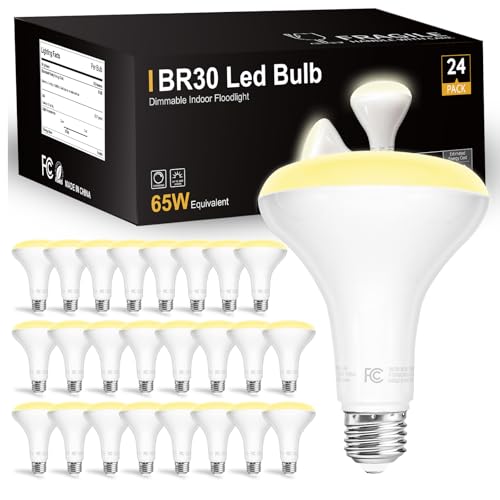 dalattin 24 Pack BR30 LED Bulbs 65W Equivalent, Dimmable Indoor Flood Lights 2700K Soft White, 9W, 800 Lumens, E26 Base, LED Recessed Light Bulb for Living Room, Bedroom, Bathroom, Kitchen