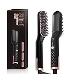 Beard Straightener for Men 25s Fast Heating Hair Straightener Brush 3 in 1 Professional Electric Hot Mustache Comb Beard Brush Temperature Adjustable & Anti-Scald for Styling Hair and Beard