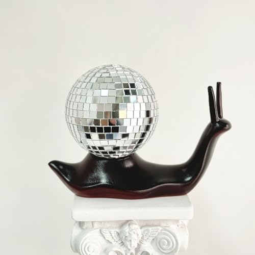 Black Bronze Disco Snail Handmade Disco Ball Snail Figurine Home Ornaments Aesthetic Room Decor Funky Decor Sculptures and Figurines Table Ornaments Shelf Office Display Unique Gift Disco Art