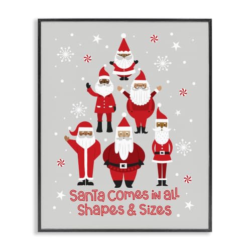 Santa All Shapes Sizes Christmas, 11 x 14 Inch Framed Giclée Print