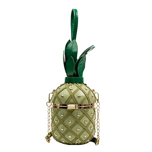 Tropical Party Summer Girls - Bolso cruzado amarillo con personalidad para mujer, cartera de piña de un hombro, bolsa cilíndrica con remaches, Green