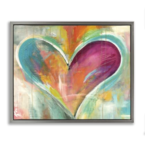 'Abstract Textural Heart Painting'| Floating Frame Canvas Art