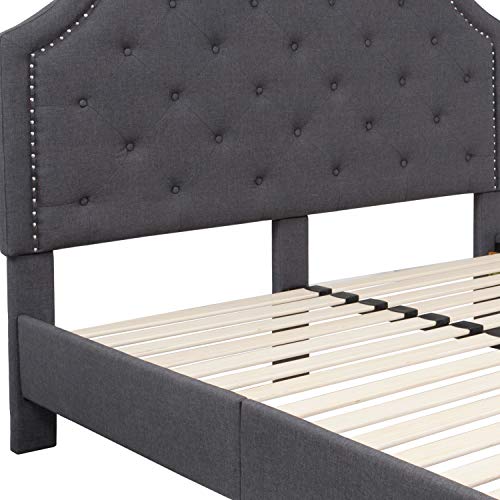 Flash Furniture Brighton Queen Size Tufted Upholstered Platform Bed In Dark Gray Fabric #TOP4