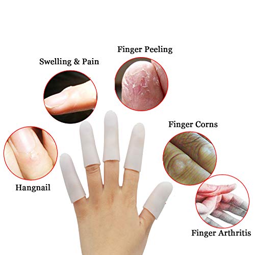 12 Pieces Silicone Gel Finger Protectors, Finger Cots Fingertips Cover Protection Finger Caps, Great For Protect Cracked And Dry Finger Skin & Nails #TOP1