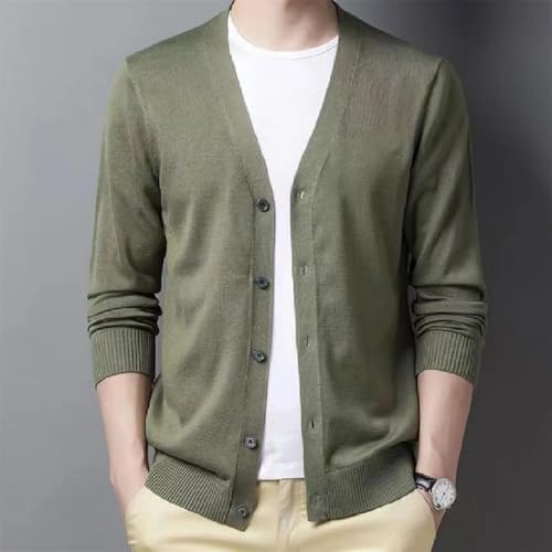 Winter Men's V Neck Casual Button Cardigan Sweater Large Size Warm Business Vintage Sweater4