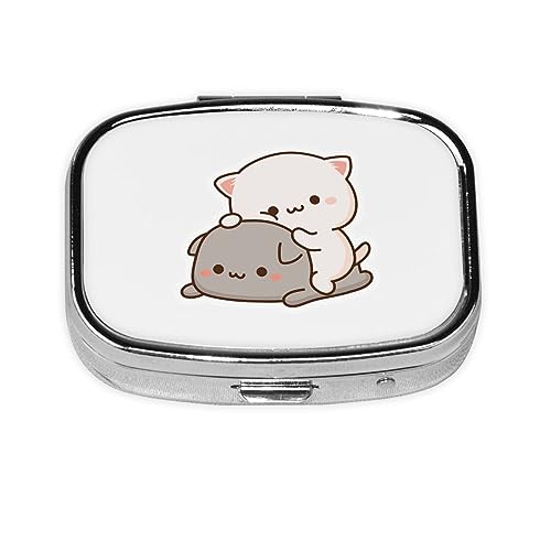 ピルケース 薬ケース 萌え 猫柄 スクエアピルボックス ピルボックス 小さなピルボックス ミニピルボックス ミニ薬箱 携帯ピルケース 収納ボックス 小物入れ 携帯用 くすり整理 人気 長方形 薄型 コンパクト 小型 おしゃれ くすり整理 ピルミニサイズ 家