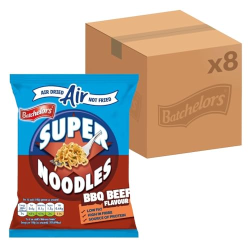 Batchelors Super Noodles Air Dried Low Fat BBQ Beef Flavour, 81 g (Pack of 8)