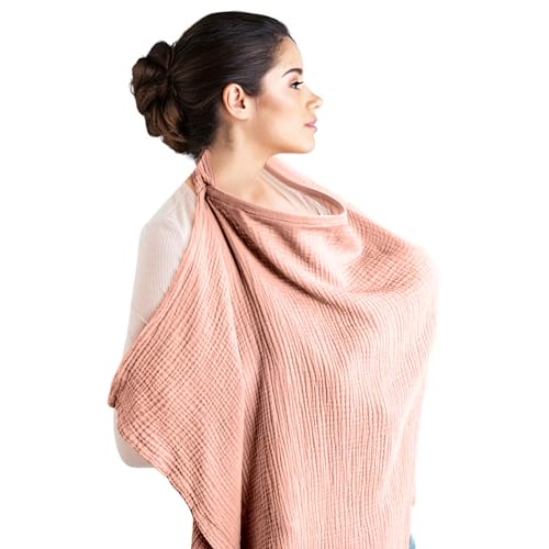 Image of Naynid Nursing Cover – 100% Cotton Muslin, Snap Buttons, Rigid Neckline, Lightweight, Breathable, with Carry Pouch
