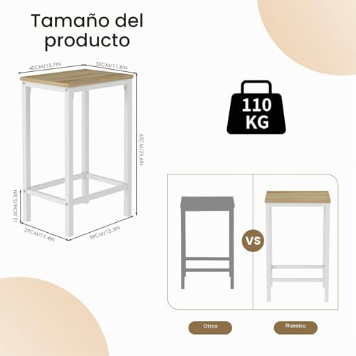 Miniatura 5 de Anrekl Juego De Mesa De Comedor Y Sillas De 5 Piezas, Mesa De Bar Alta Para Ahorrar Espacio, Para Cocina, Comedor, Salón, 100 X 60 X 90 Cm, Color Roble