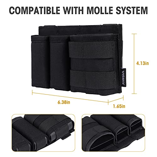 Vismix 9Mm Pistol 5.56Mm Ar15 Rifle Magazine Pouch Set, Tactical Molle Mag Pouch With Quick Release Kydex Insert Black #TOP5