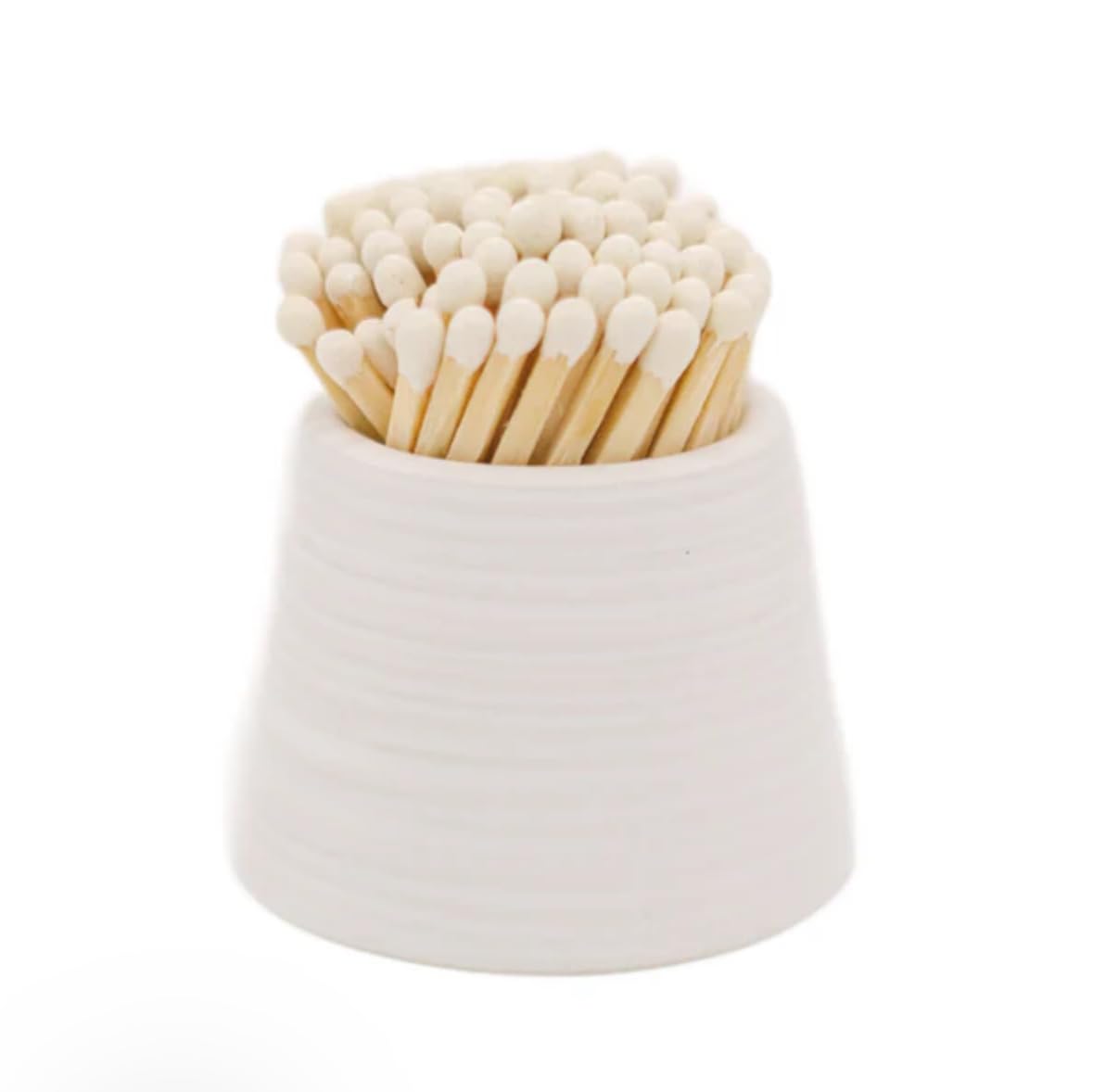 Avaaya Cute and modern white ceramic matchstick storage holder (2" height) with striker on bottom