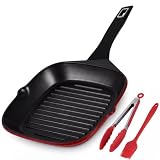 EvoFar 11' Nonstick Grill Pan for Stove Top, Square Steak Grill...