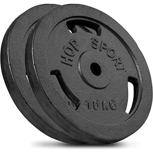 HOP-Sport® Disques de Poids en Fonte 20, 30, 40 kg au Choix, Ensemble de disques d'haltères, Set de plaques en Fonte alésage 30/31 mm pour Musculation et Haltérophilie