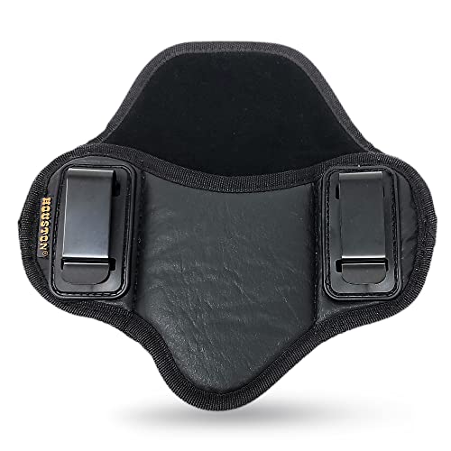 Tactical Pancake Holster. 1911 Holster Leather 4\" & 5\" with Rail. Suede Interior for Protection. Inside The Waistband ECO Leather Holsters for Pistols by Houston (Right Hand)