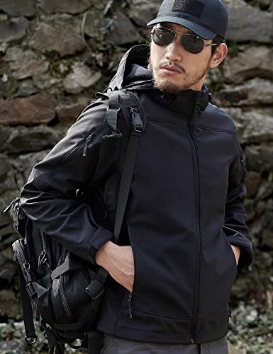 Free Soldier Softshell Hiking Warm Hunting Tactical Waterproof Winter Jacket For Men(Black,L) #TOP4