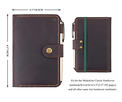 Couverture en cuir carnet de notes 8,9x14 de poche fait main café