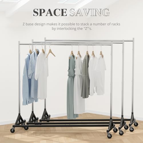 Hokeeper GR-Z Commercial Z Base Garment Rack Hold 400Lbs Heavy Duty Clothing Rack Adjustable Rolling Clothes Rack thumb #4
