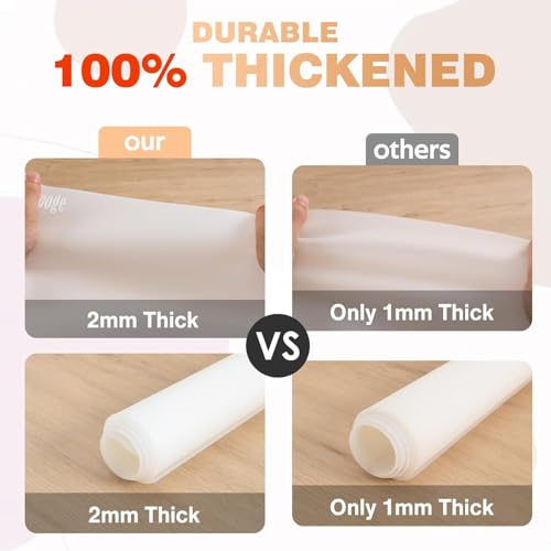 2 Pack Extra Thick 2MM Silicone Worktop Protector Mats, 60 × 40 cm Non-Stick Heat Resistant Countertop Cover, Large Silicone Kitchen Mat, White - Image 5