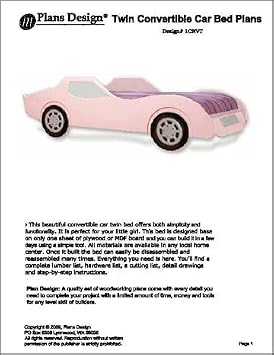 Twin Pink Convertible Car Bed Woodworking Plans -Design #1CNVT