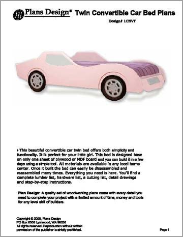 Twin Pink Convertible Car Bed Woodworking Plans -Design #1CNVT